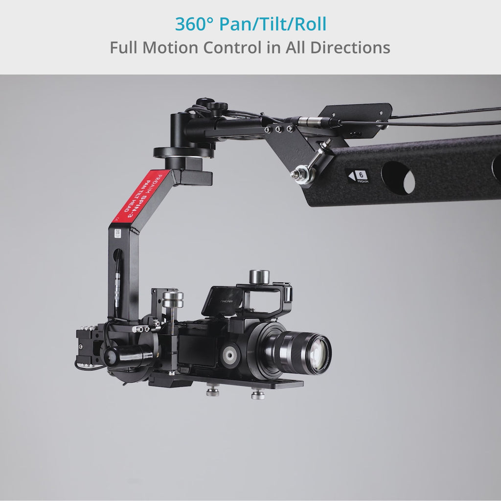PROAIM Spin-3 (3-Axis) Motorized Pan Tilt Head for Camera Jib Crane, Payload- 15kg/33lb